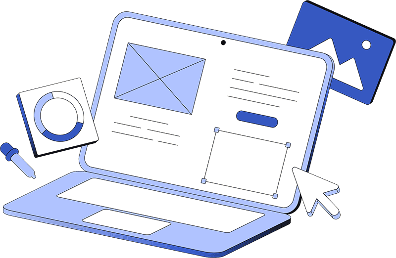 web design and UX UI elements on laptop screen